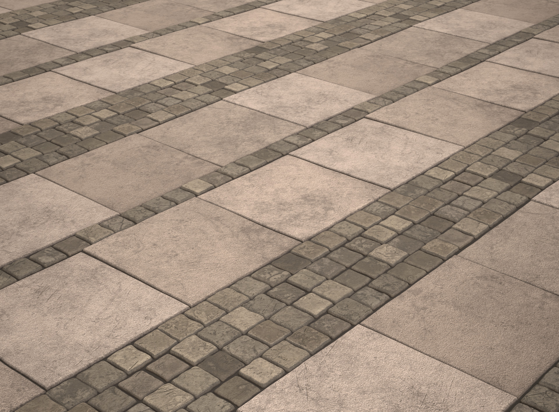 Structured Copenhagen Pavement with Guiding Cobblestone Strips